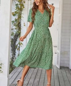 DY NEW ARRIVALS ALVINA Print Midi Dress - Green