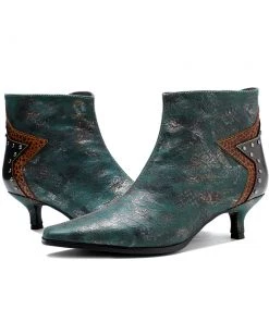 Shoes Genuine Leather Back Star Stud Girl Bootie Ankle Boots Low Heel Boots - Soffia