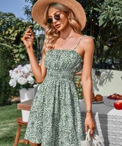DY SYLVIE MINI DRESS - GREEN FLORAL New In Clothing