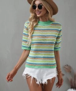 MY BEE CROCHET KNIT TOP - GREEN New In Clothing