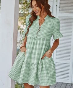 DY New In Clothing GENISTA French Doll Mini Dress - Green 10 DY New In Clothing GENISTA French Doll Mini Dress - Green