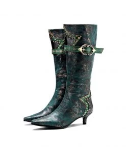 Lace Up Rock Star With Stud Leather Knight Boot - Soffia New In Shoes