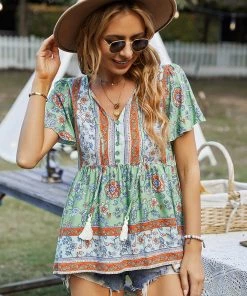 DY JEN BOHO TOP - GREEN New In Clothing 10 DY JEN BOHO TOP - GREEN New In Clothing
