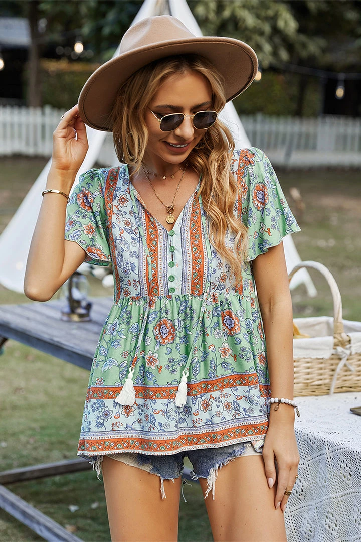 DY JEN BOHO TOP - GREEN New In Clothing 5 DY JEN BOHO TOP - GREEN New In Clothing