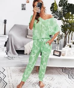JUMARA LOUNGEWEAR SET - GREEN TIE DYE New In Clothing