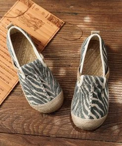 TC S/S 2022 Zebra Embossed Round Toe Espadrilles Loafers - Cactus Rose