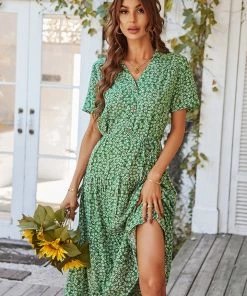 DY NEW ARRIVALS ALVINA Print Midi Dress - Green