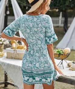 DY New In Clothing LUISYANA MINI DRESS - GREEN PRINT 9 DY New In Clothing LUISYANA MINI DRESS - GREEN PRINT