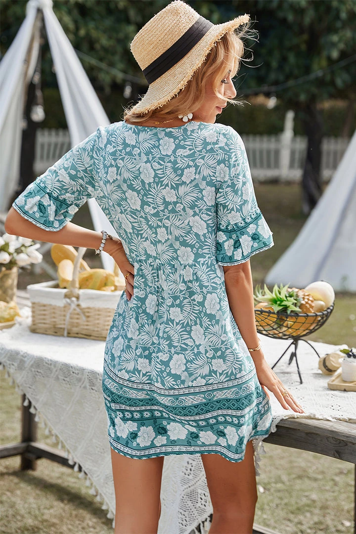 DY New In Clothing LUISYANA MINI DRESS - GREEN PRINT 5 DY New In Clothing LUISYANA MINI DRESS - GREEN PRINT