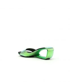 Jady Rose JadyRose | Open Twisted-Heel Leather Slide Sandal - Green