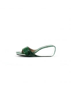 Jady Rose JadyRose | Twisted Upper Heel Genuine Leather Green Slide New In Shoes