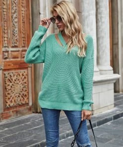 MY Smaibulun | COLENA Mint Green Cut Out V-neck Pullover 9 MY Smaibulun | COLENA Mint Green Cut Out V-neck Pullover