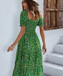 DY EFFRONTE MIDI DRESS - GREEN PRINT