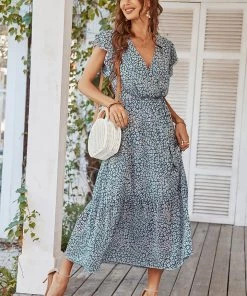 DY MARNIE MIDI DRESS - GREEN PRINT