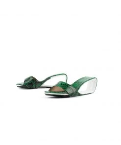 Jady Rose JadyRose | Twisted Upper Heel Genuine Leather Green Slide New In Shoes