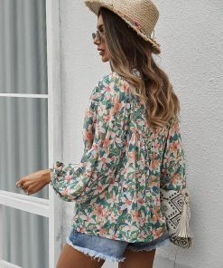 DY New In Clothing DUA LIPA FLORAL TOP - GREEN