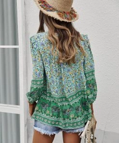 DY NEW ARRIVALS GLENNA BOHO TOP - GREEN