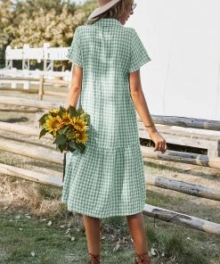 DY DARLEEN TARTAN SHIRT DRESS – GREEN New In Clothing