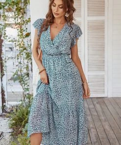 DY MARNIE MIDI DRESS - GREEN PRINT