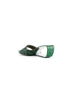 Jady Rose JadyRose | Twisted Upper Heel Genuine Leather Green Slide New In Shoes