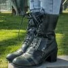 YL En Bloom | Green Patch Work Combat Boot