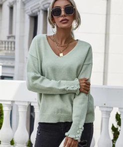 MY Smaibulun Doll | DARIUS Drop Shoulder V-neck Knit Top - Green 14 MY Smaibulun Doll | DARIUS Drop Shoulder V-neck Knit Top - Green