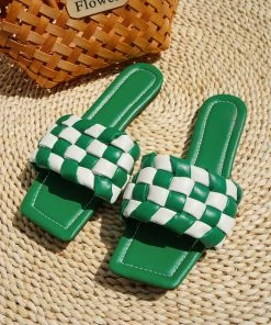 HT NEW ARRIVALS En Bloom | NADINA BRAIDED COLOR BLOCK SLIDES Flat Sandals