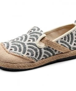 TC Shop Sandals Linen Fish Scales Embossed Slip-On Round Toe Espadrilles - Cactus Rose