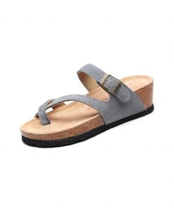 GLF Maibulun | Grey Criss Cross Toe Suede Upper Wedge Sandal New In Shoes