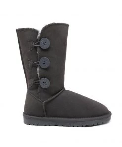 XH New In Shoes SMAIBULUN UGG™ | Side Button Faux Fur-Lined Leather Suede Boots