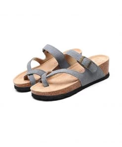 GLF Maibulun | Grey Criss Cross Toe Suede Upper Wedge Sandal New In Shoes