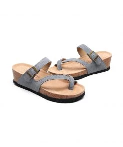 GLF Maibulun | Grey Criss Cross Toe Suede Upper Wedge Sandal New In Shoes