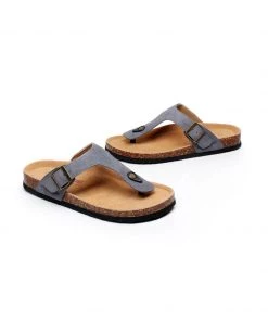 GLF New In Shoes Maibulun | Grey Suede T-Strap Leather Sandal