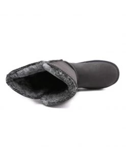 XH New In Shoes SMAIBULUN UGG™ | Side Button Faux Fur-Lined Leather Suede Boots