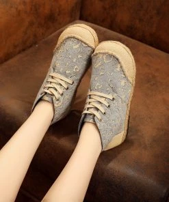 TC Altamont Linen Embossed Hi-Top Round Toe Sneakers Espadrilles - Cactus Rose