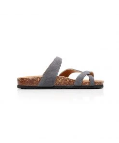 GLF New In Shoes Maibulun | Grey Buckle-Accent Suede Upper Sandal