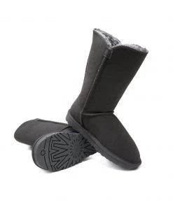 XH New In Shoes SMAIBULUN UGG™ | Side Button Faux Fur-Lined Leather Suede Boots