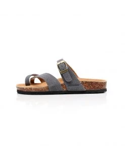 GLF New In Shoes Maibulun | Grey Buckle-Accent Suede Upper Sandal