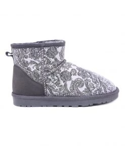 XH New In Shoes SMAIBULUN UGG™ | Embroidered Floral Faux Fur-Lined Leather Suede Boot