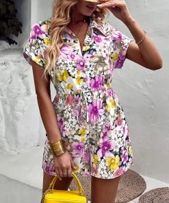 DY BERGAMOT PLAYSUIT - PURPLE FLORAL 10 DY BERGAMOT PLAYSUIT - PURPLE FLORAL