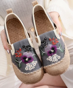 TC Cactus Rose | Embroidered Plum Bossom Espadrilles Sneakers Flat Shoes New In Shoes