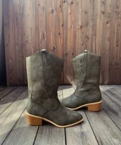 YL En Bloom | Grey Pull-Tab Knee Cowboy Boots