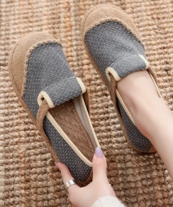 TC Cactus Rose | Scales Print Linen Espadrilles Loafer - Grey NEW ARRIVALS