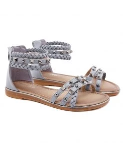 Stud Braided Ankle-Strap Sandals - SIKETU New In Shoes