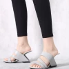 Jady Rose NEW ARRIVALS JadyRose | Grey Cross Strap Leather Wedge Slides
