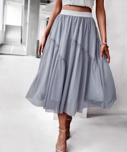 DY BASA MIDI SKIRT - STEEL GREY