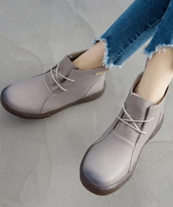 XR Rumour Has It | Modern Lace-Up Leather Ankle Boots - Grey New In Shoes