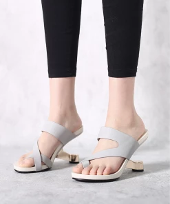 Jady Rose JadyRose | Grey Criss-Cross Toe Elevator Heel Leather Slides New In Shoes