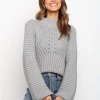 MY New In Clothing Smaibulun | LORINA Grey Lantern Sleeve Knit Top