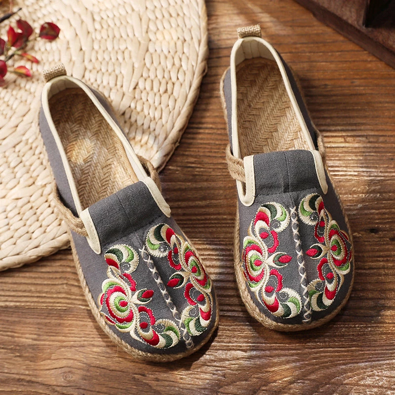 TC Shop Sandals Totem Abstract Embroidered Round Toe Espadrilles Loafers- Cactus Rose 11 TC Shop Sandals Totem Abstract Embroidered Round Toe Espadrilles Loafers- Cactus Rose